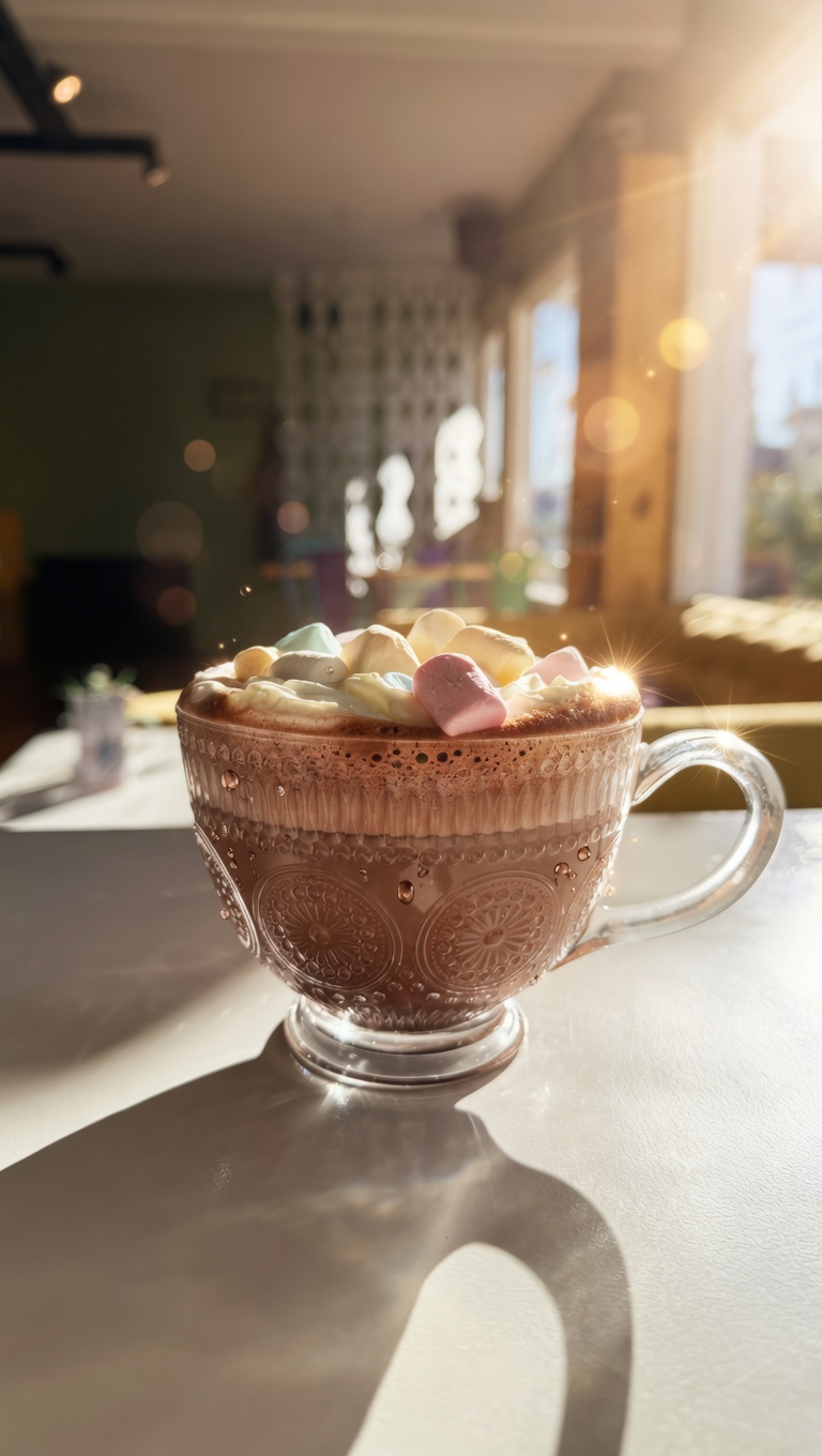 Chocolate patagónico con malvaviscos en Olivia Coffee Shop